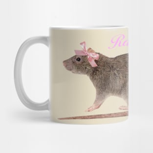 Rat Girl Pink Ribbon Bow Coquette, Y2k Graphi Tee, 90s Tee, Coquette Aesthetic Top, Trendy Mug